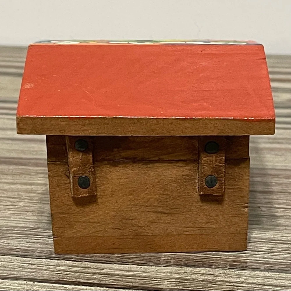 Handcrafted Colorful Folk Art Wooden Miniature Trinket Box Made in Honduras